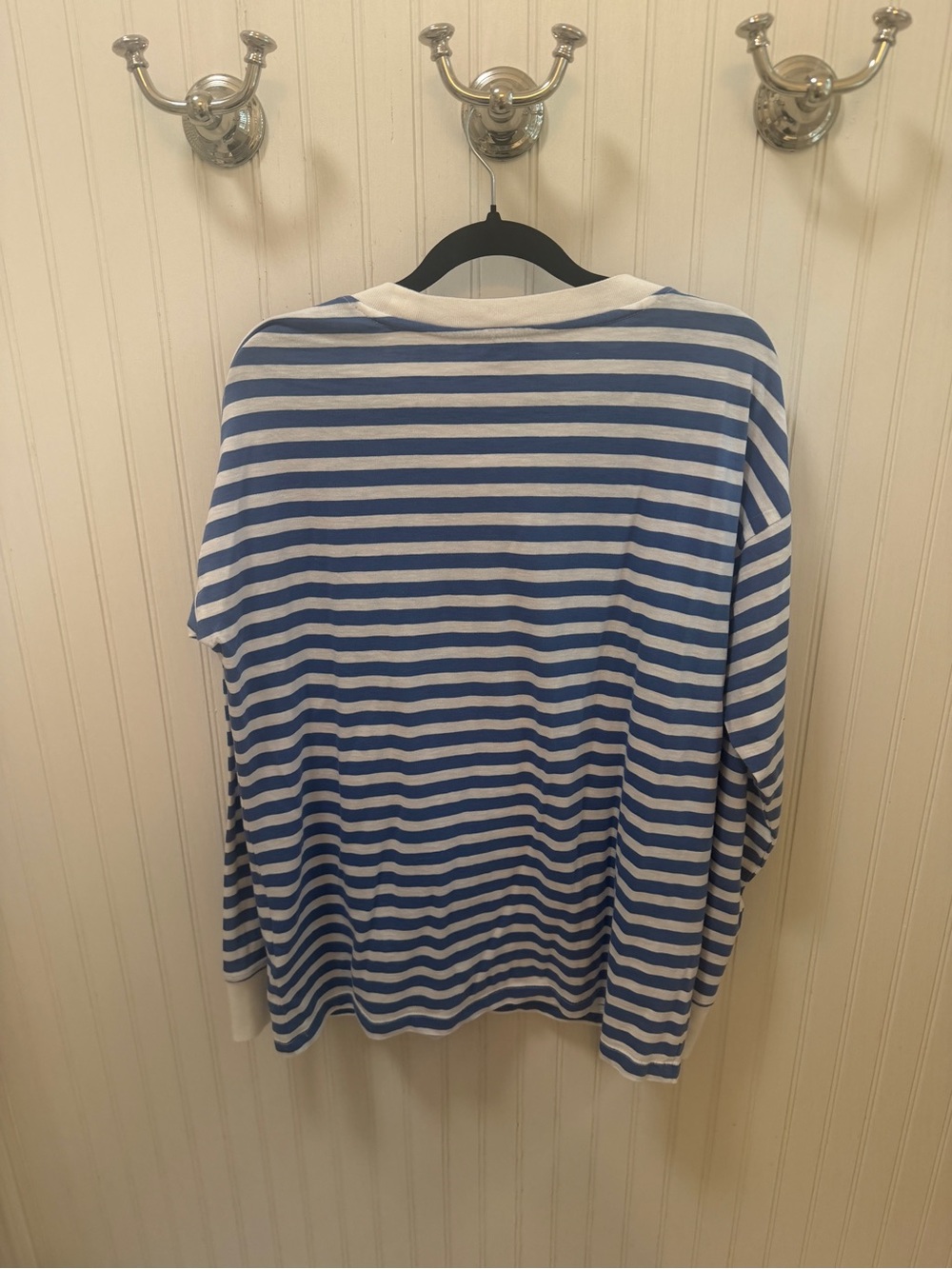 J. Crew Women's Blue and White Striped Long-Sleeve Tee - Picture 2 of 4